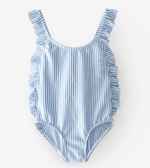 Blue seersucker baby swimsuit