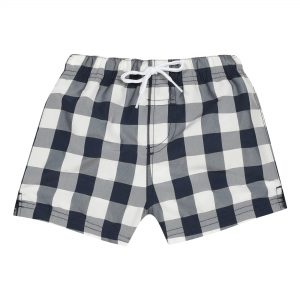 Navy check baby swim shorts
