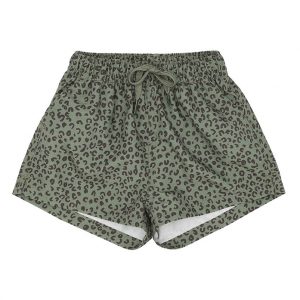 Khaki leopard swim shorts
