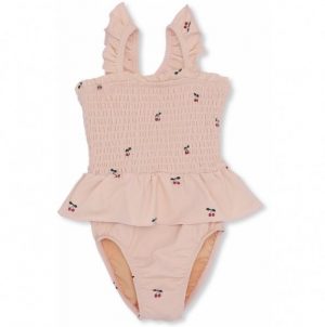 Pink cherry frill baby swimsuit