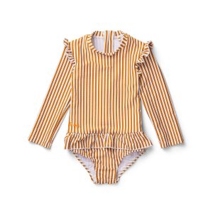 Striped seersucker long sleeve swimsuit