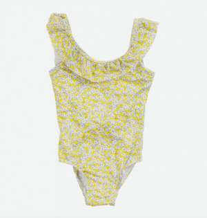 Yellow Liberty print baby swimsuit