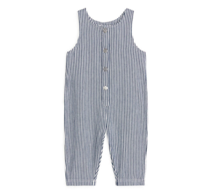 Baby blue and white striped dungarees