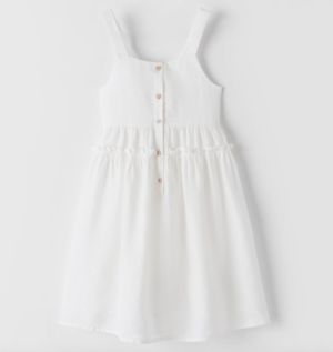 Kids white linen midi dress