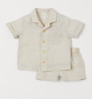baby linen shirt and shorts set