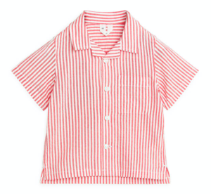 Red striped seersucker baby shirt