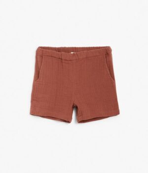 Kids red textured shorts