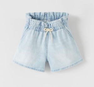 Denim paperbag shorts