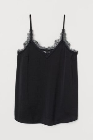Black lace trim maternity cami