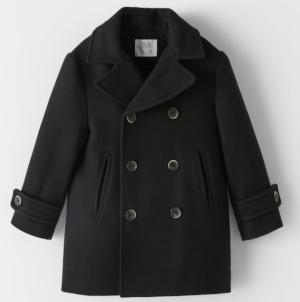 Black wool blend peacoat