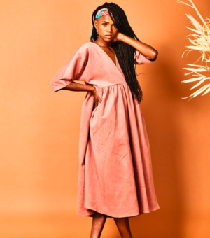 Blush corduroy dress