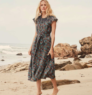 Navy floral smock dress