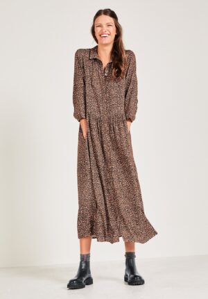 Leopard print shirt dress