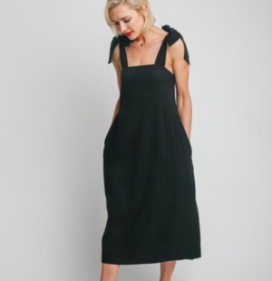 Black bow tie maternity dress