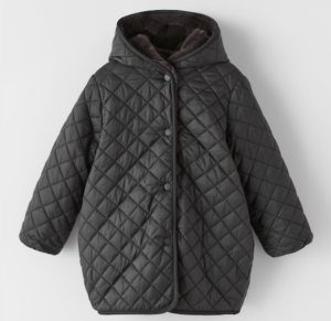 Black reversible puffer and faux fur coat