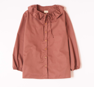 Dusty pink ruffle maternity blouse