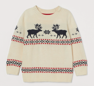 Beige reindeer jacquard jumper