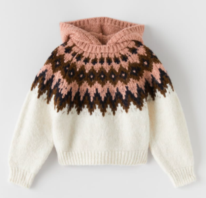 Jacquard hooded jumper