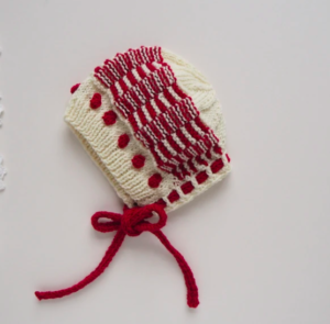 Christmas knit baby bonnet