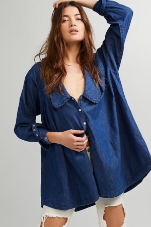 Denim button blouse