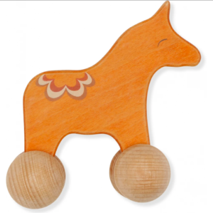 wooden rolling horse toy