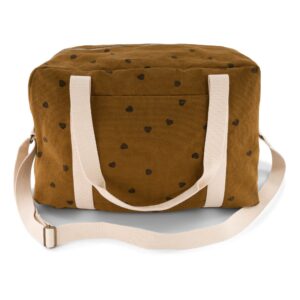 Mustard heart print baby changing bag