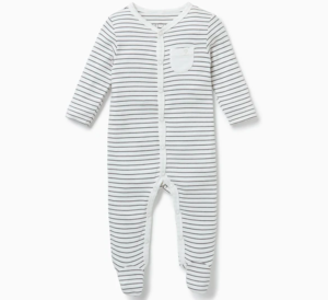 Striped baby sleepsuit