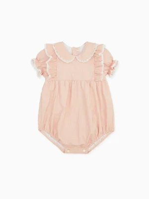 Pink polka dot baby romper