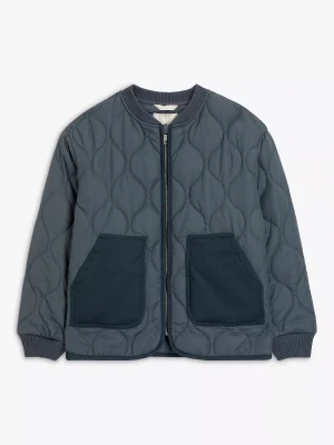 blue quilted boys bomber jacket