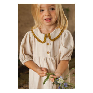 girls cream peter pan collar frill dress