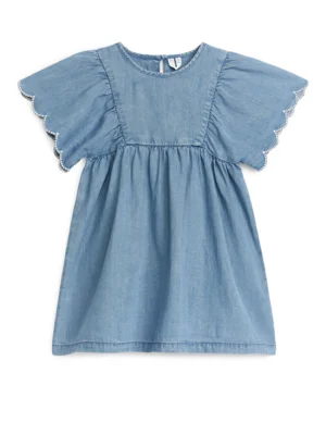 girls denim frill dress