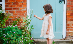 Lace broderie girls dress