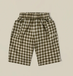 olive gingham baby trousers