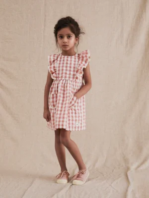 kids red check dress