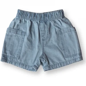 washed denim pocket shorts