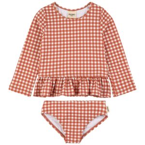 baby rust gingham rash vest set