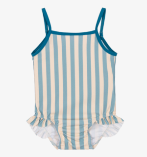 blue frill stripe swimsuit
