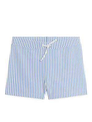 kids blue stripe swim trunks