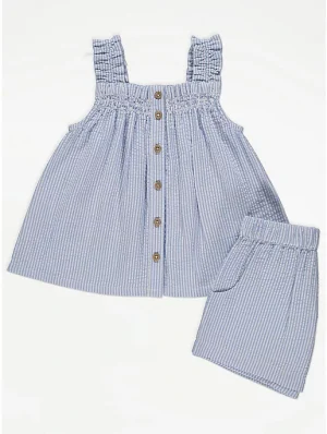 blue striped top shorts