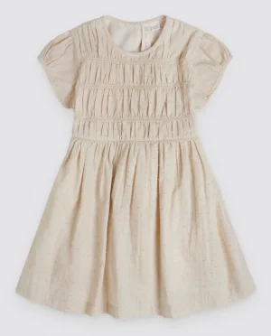 pale cotton crochet detail dress