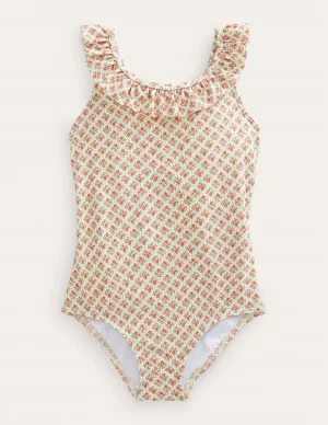 girls ditsy floral frill swimsuit