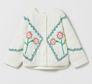 girls embroidered white jacket