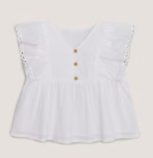 white broderie ruffle blouse
