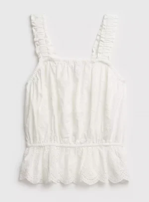 girls white broderie top