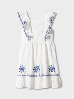 girls white greek ruffle dress