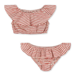 kids heart print frill bikini