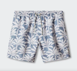 kids blue palm print swim shorts