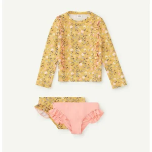 kids floral ruffle rash vest set
