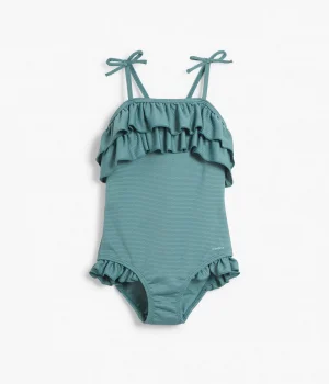 kids green frill swimsuit