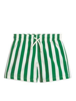 kids green stripe swim shorts